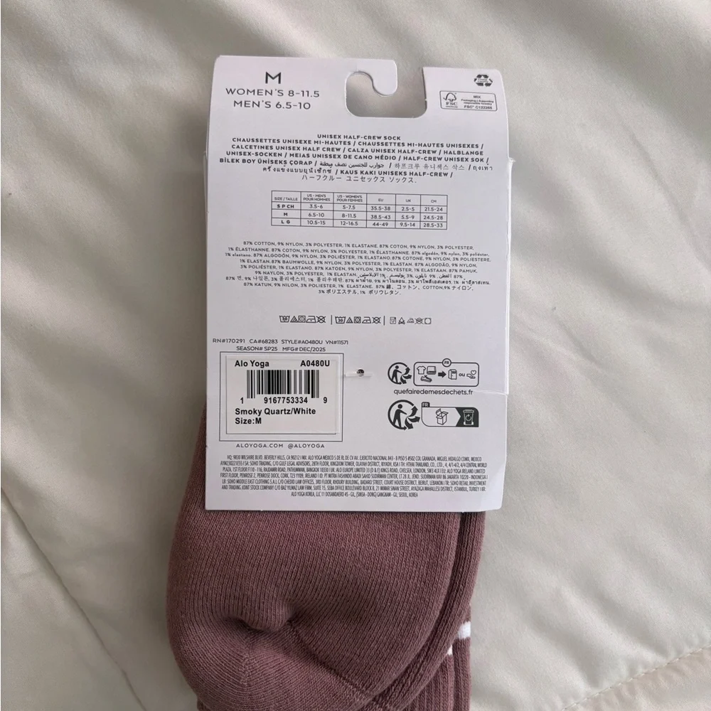 NWTs Alo Uni-Sex Crew Socks in Smoky Quartz Size M - Picture 4 of 4